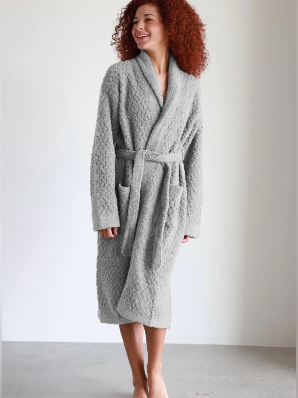 Sunday Citizen Snug Waffle Robe Cloud Grey Unisex Small/Medium NEW